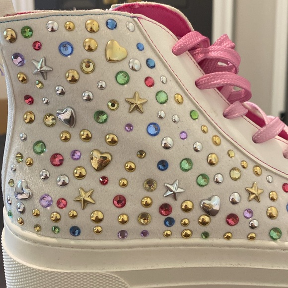 Steve Madden Girls Jewelled Chunky High Tops Sz5 - Picture 7 of 9